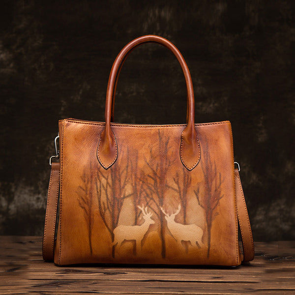 Vintage Womens Brown Leather Totes Handbags Shoulder Bag for Women designer