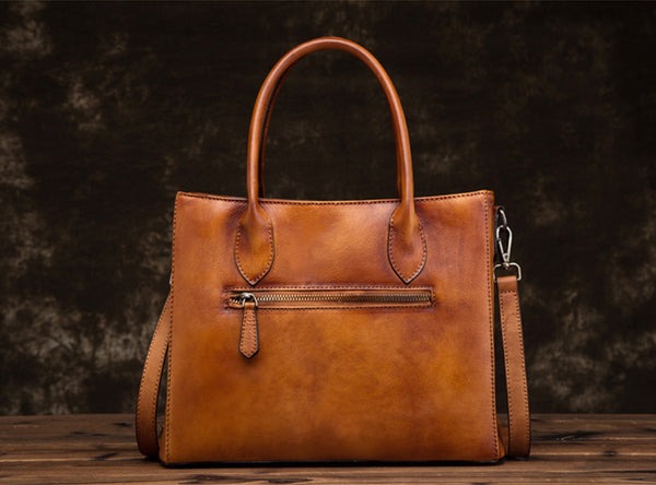Vintage Womens Brown Leather Totes Handbags Shoulder Bag for Women fashion