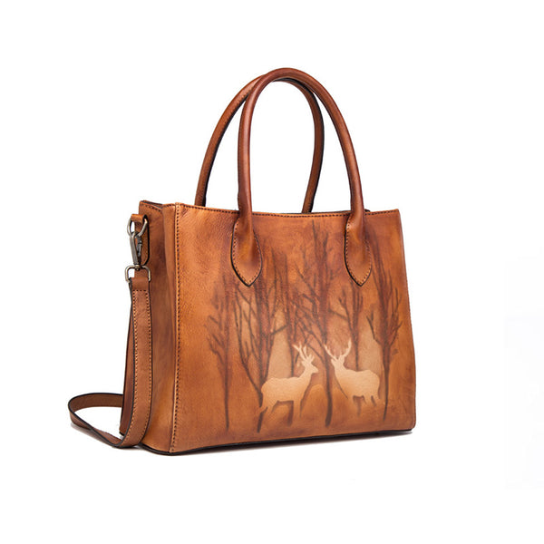 Vintage Womens Brown Leather Totes Handbags Shoulder Bag for Women