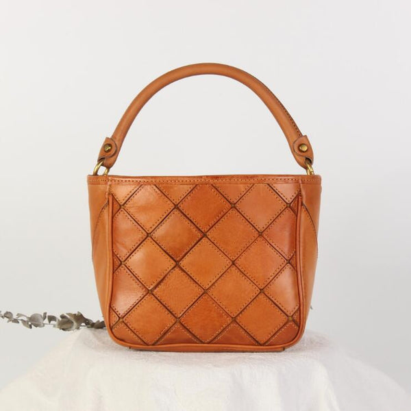 Vintage Womens Bucket Shoulder Bag Genuine Leather Handbags For Women