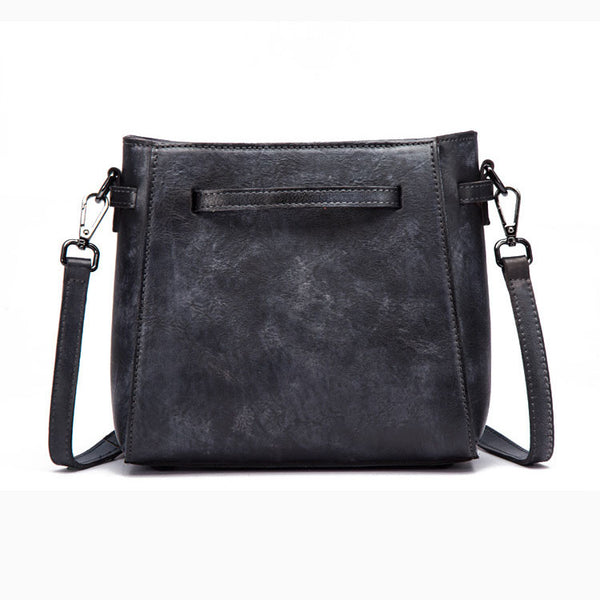 Vintage Womens Brush Off Cowhide Leather Crossbody Bag purse Sling Bag For Women Black