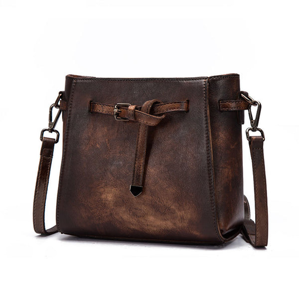 Vintage Womens Brush Off Cowhide Leather Crossbody Bag purse Sling Bag For Women Girlfriend