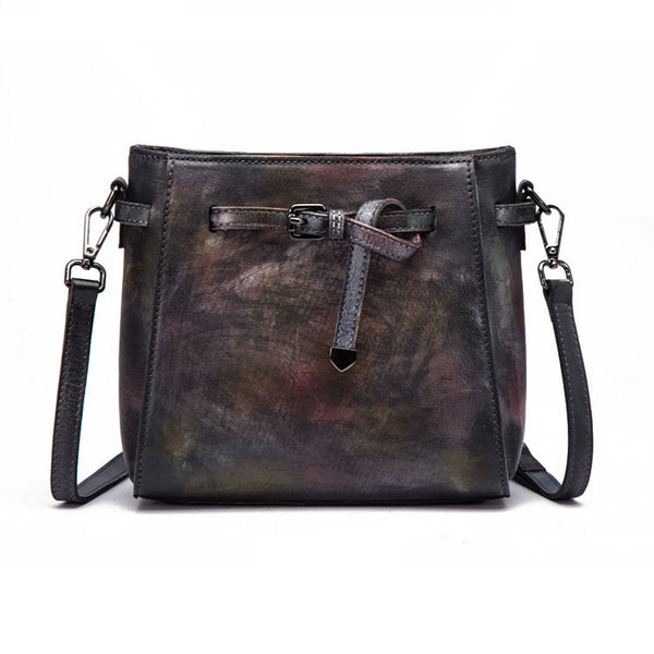 Vintage Womens Brush Off Cowhide Leather Crossbody Bag purse Sling Bag For Women Handmade