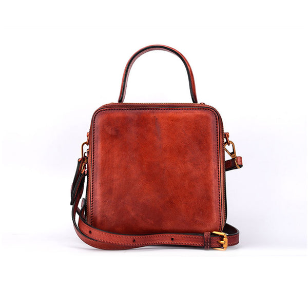 Vintage Womens Cube Bag Leather Handbags Crossbody Bags for Women Accessories