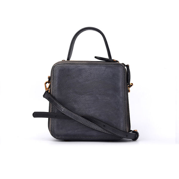 Vintage Womens Cube Bag Leather Handbags Crossbody Bags for Women small