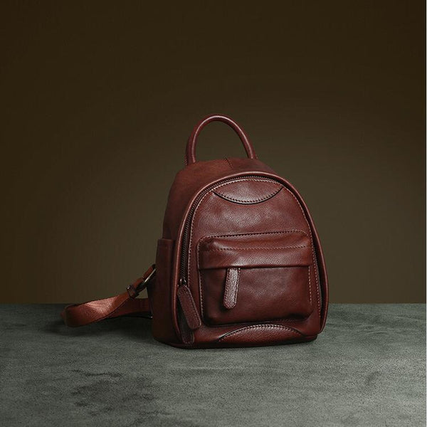 Cute Leather Knapsack Zip Backpack Purse For Women Designer