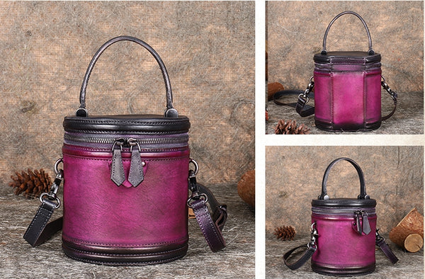 Vintage Womens Genuine Leather Crossbody Bucket Bag Handbags for Women Beautiful