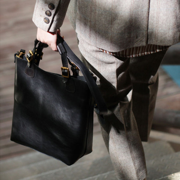 Vintage Womens Genuine Leather Crossbody Tote Bag Cross Shoulder Bag Black
