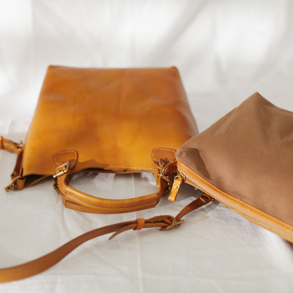 Vintage Womens Genuine Leather Crossbody Tote Bag Cross Shoulder Bag Medium