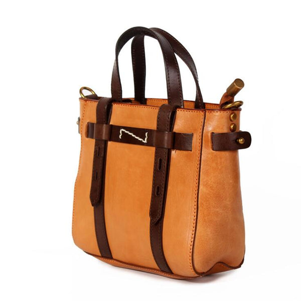 Vintage Womens Genuine Leather Crossbody Tote Handbags For Women Brown