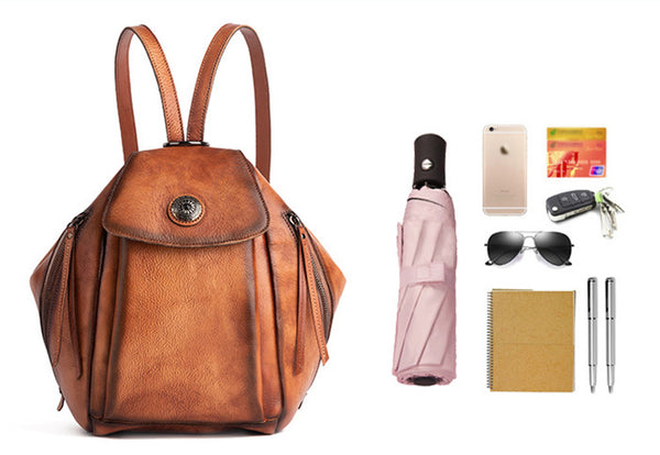 Vintage Womens Genuine Leather Rucksack Backpack Purse Handbags For Women Cute