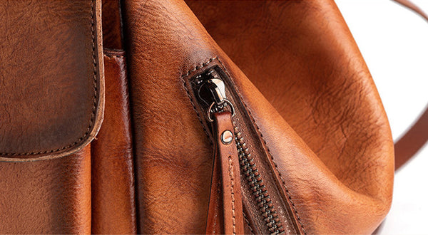Vintage Womens Genuine Leather Rucksack Backpack Purse Handbags For Women Handmade