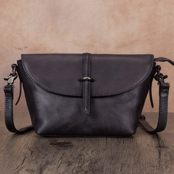 Vintage Womens Genuine Leather Satchel Bag Shoulder Purse For Women Black