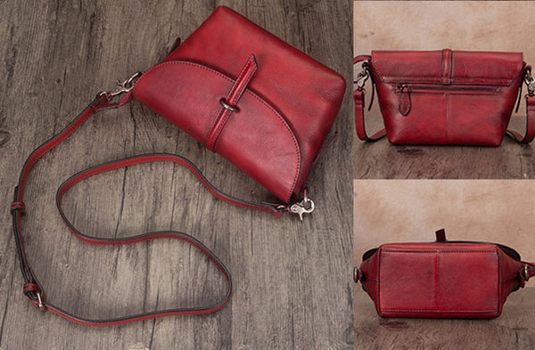 Vintage Womens Genuine Leather Satchel Bag Shoulder Purse For Women Details