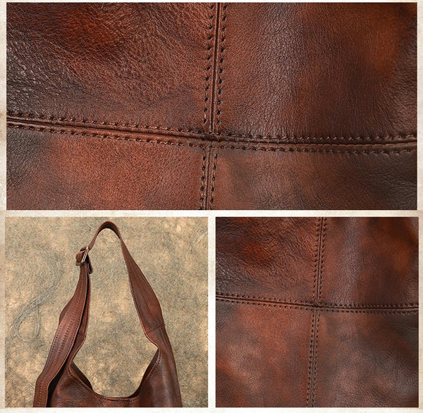 Vintage Womens Genuine Leather Tote Bag Shoulder Handbags For Women Details