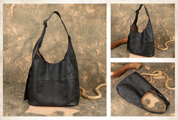 Small Tan Leather Hobo Bag - Slouchy Shoulder Purse