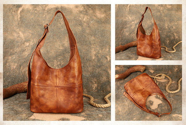 Vintage Womens Genuine Leather Tote Bag Shoulder Handbags For Women Handmade