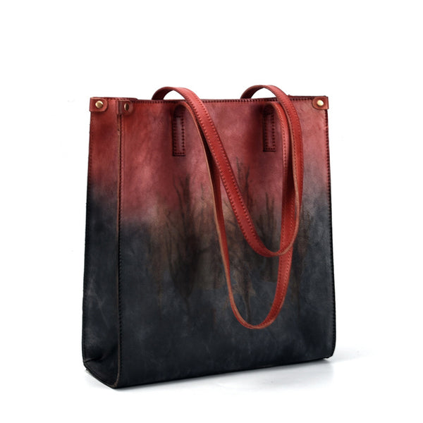 Vintage Womens Genuine Leather Tote Handbags Brush Off Leather Shoulder Purse For Women Beautiful