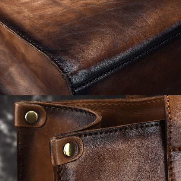 Vintage Womens Genuine Leather Tote Handbags Brush Off Leather Shoulder Purse For Women Details