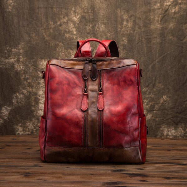 Vintage Womens Leather Backpack Purse leather rucksack Bag For Women Accessories