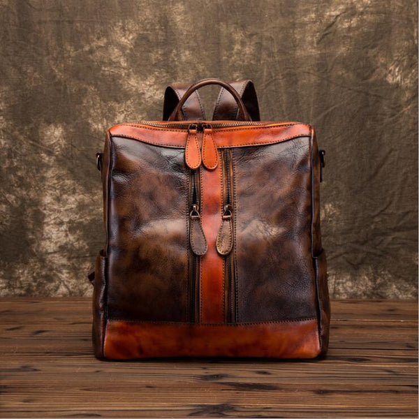Vintage Womens Leather Backpack Purse leather rucksack Bag For Women Beautiful