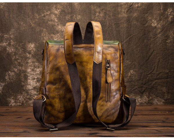 Vintage Womens Leather Backpack Purse leather rucksack Bag For Women Brown