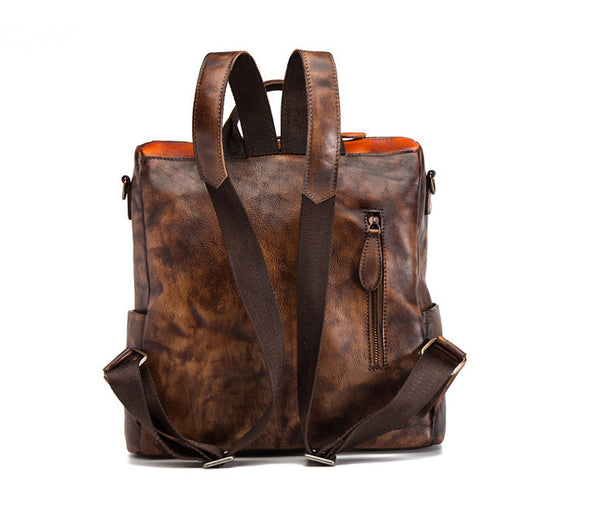 Ladies Full Grain Leather Backpack Purse Small Leather Rucksack