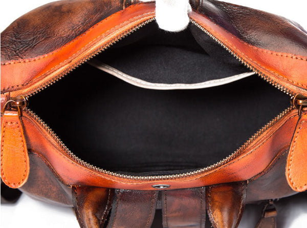 Vintage Womens Leather Backpack Purse leather rucksack Bag For Women Inside
