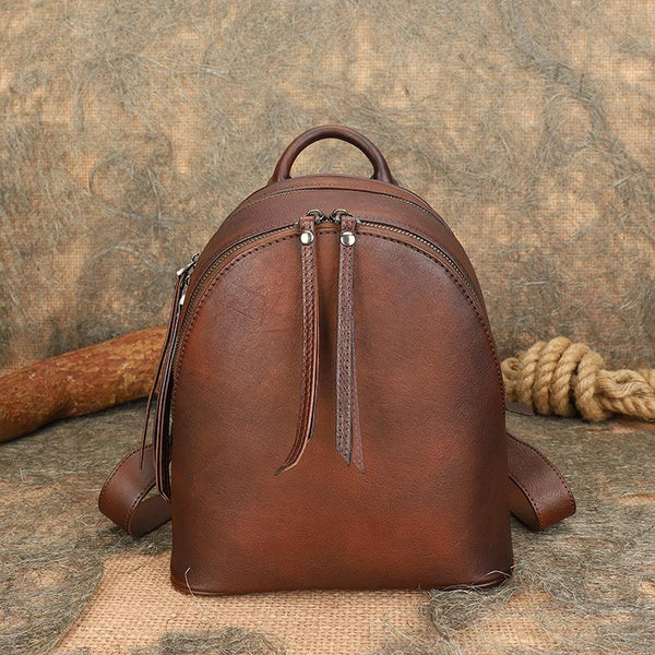 Ladies Leather Rucksack Small Leather Backpack Purse For Women