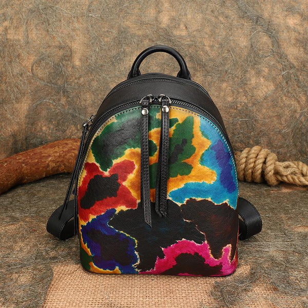 Vintage Womens Leather Backpacks Small Leather Rucksack For Women Badass