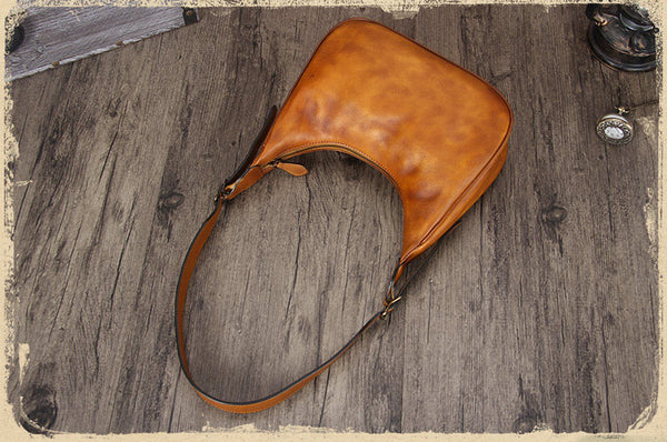 Vintage Womens Leather Boho Bag Shoulder Handbags Purse for Women Brown