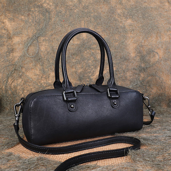 Vintage Womens Leather Boston Bag Small Handbags For Women Best
