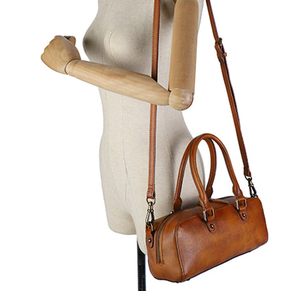 Vintage Womens Leather Boston Bag Small Handbags For Women Designer