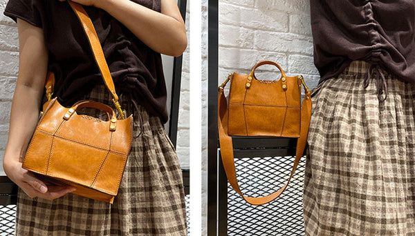 Vintage Womens Leather Crossbody Tote Bag Handbags For Women Fashion