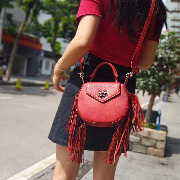 Vintage Womens Leather Fringe Crossbody Handbags Purse Small Shoulder Bag for Women Cool