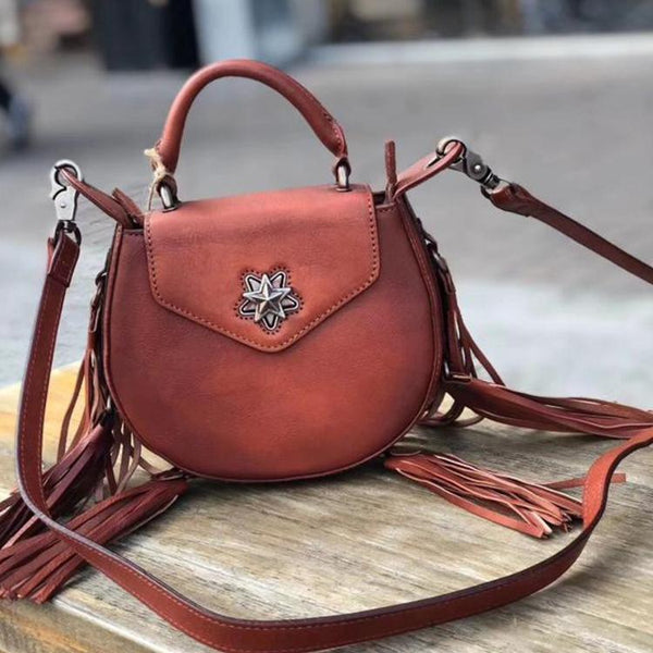 Vintage Womens Leather Fringe Crossbody Handbags Purse Small Shoulder Bag for Women Gift