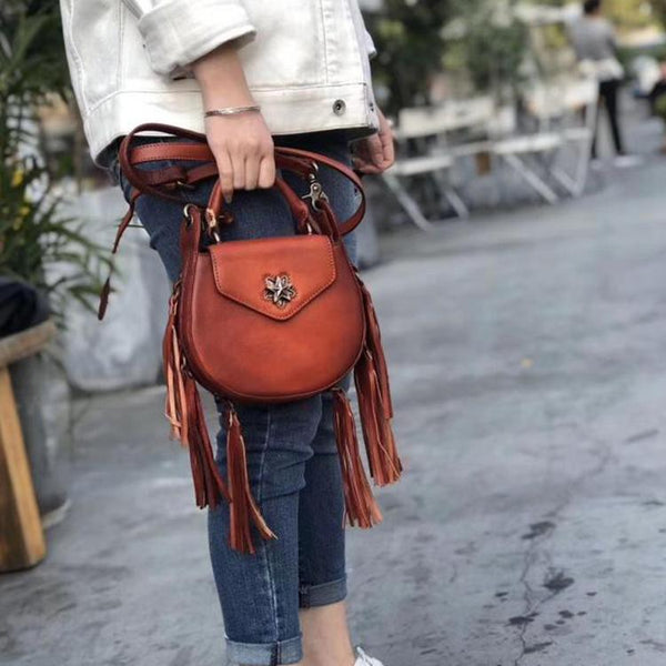 Vintage Womens Leather Fringe Crossbody Handbags Purse Small Shoulder Bag for Women Latest