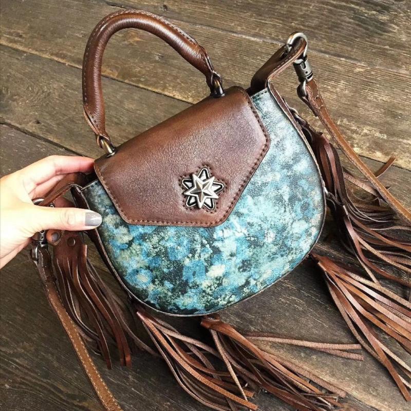 Vintage Womens Leather Fringe Crossbody Handbags Purse Small Shoulder –  igemstonejewelry