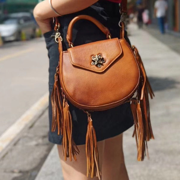 Vintage Womens Leather Fringe Crossbody Handbags