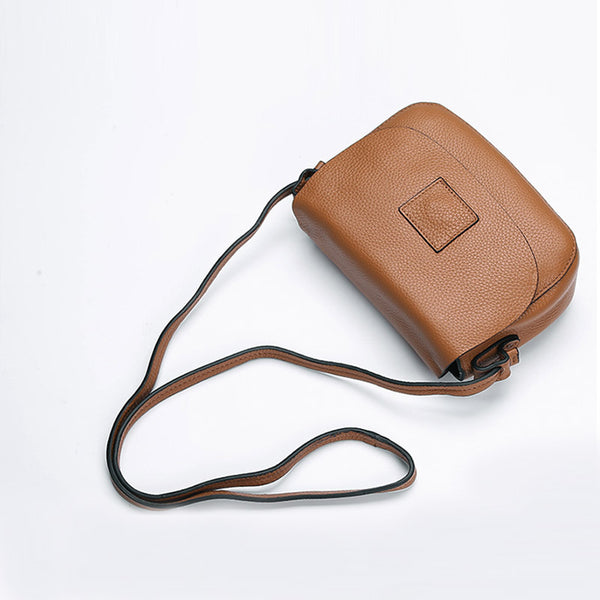 Vintage Womens Leather Saddle Bag Crossbody Bags Purse for Women Brown