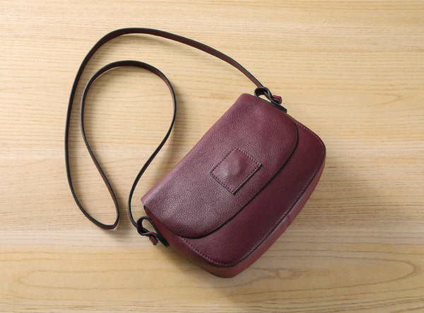 Vintage Womens Leather Saddle Bag Crossbody Bags Purse for Women small