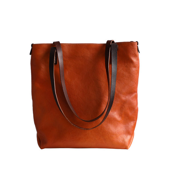 Vintage Womens Leather Shoulder Tote Bag With Zipper Handbags For Women Original