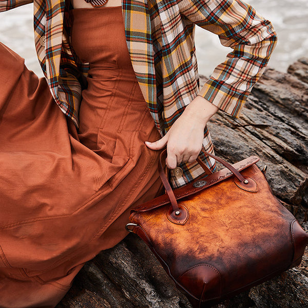 Vintage Womens Leather Tote Bag Handbags Purses for Women Details