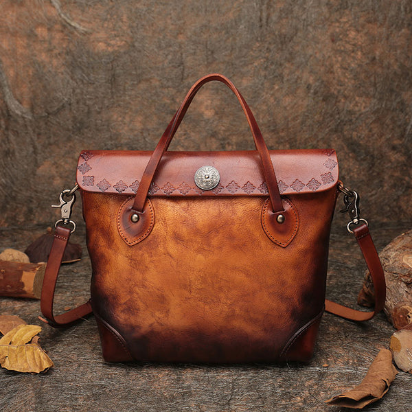 Vintage Womens Brown  Leather Tote Handbags Purse Crossbody Handbags for Women