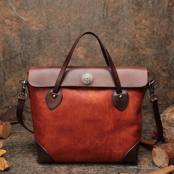 Vintage Womens Leather Tote Bag Handbags