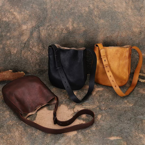 Vintage Womens Leather Tote Handbags Black Leather Shoulder Bag