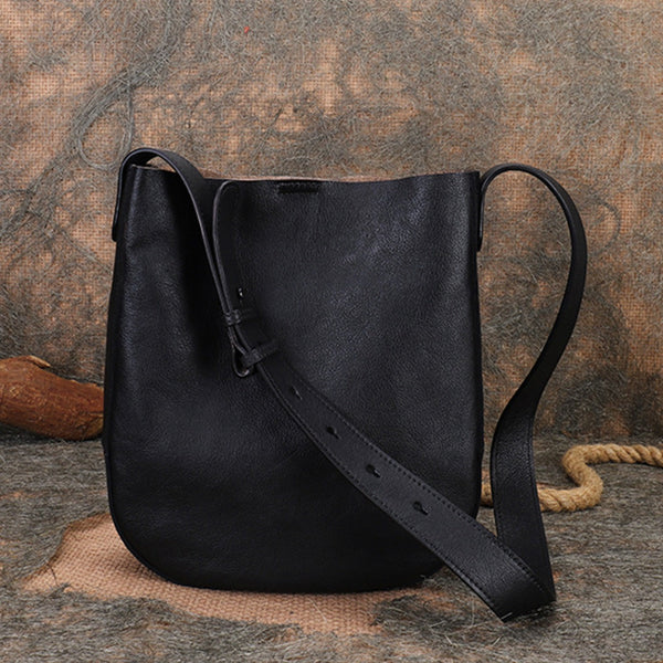 Vintage Womens Leather Tote Handbags Black Leather Shoulder Bag Black