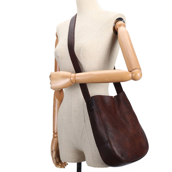 Vintage Womens Leather Tote Handbags Black Leather Shoulder Bag Casual