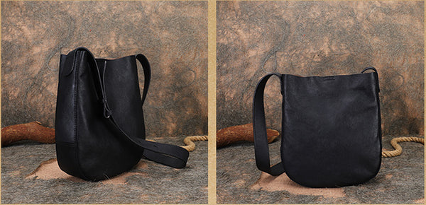 Vintage Womens Leather Tote Handbags Black Leather Shoulder Bag Fashion