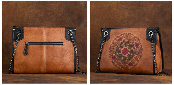 Vintage Womens Leather Tote Handbags Cross Shoulder Bag Brown